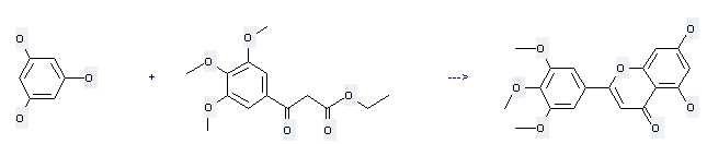 Benzenepropanoic acid,3,4,5-trimethoxy-β-oxo-,ethyl ester can be used to produce 5,7-dihydroxy-2-(3,4,5-trimethoxy-phenyl)-chromen-4-one under microwave irradiation 